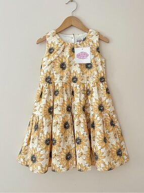 GIRL AUGUST NWT Sunflower Print Tiered Summer Dress